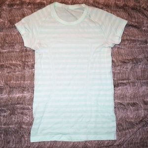 Lululemon Swiftly Tee 8 Mint Green Stripe